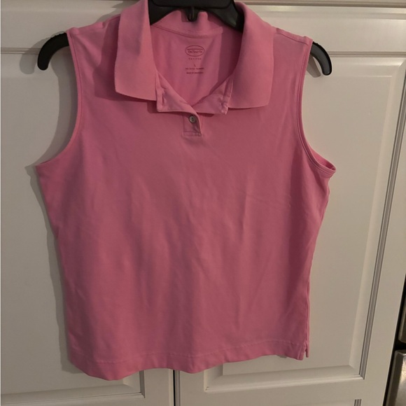 Talbots Pink Sleeveless Pullover Polo Shirt S Lagenlook Casual Basic V-Neck‎ Top - Picture 1 of 6